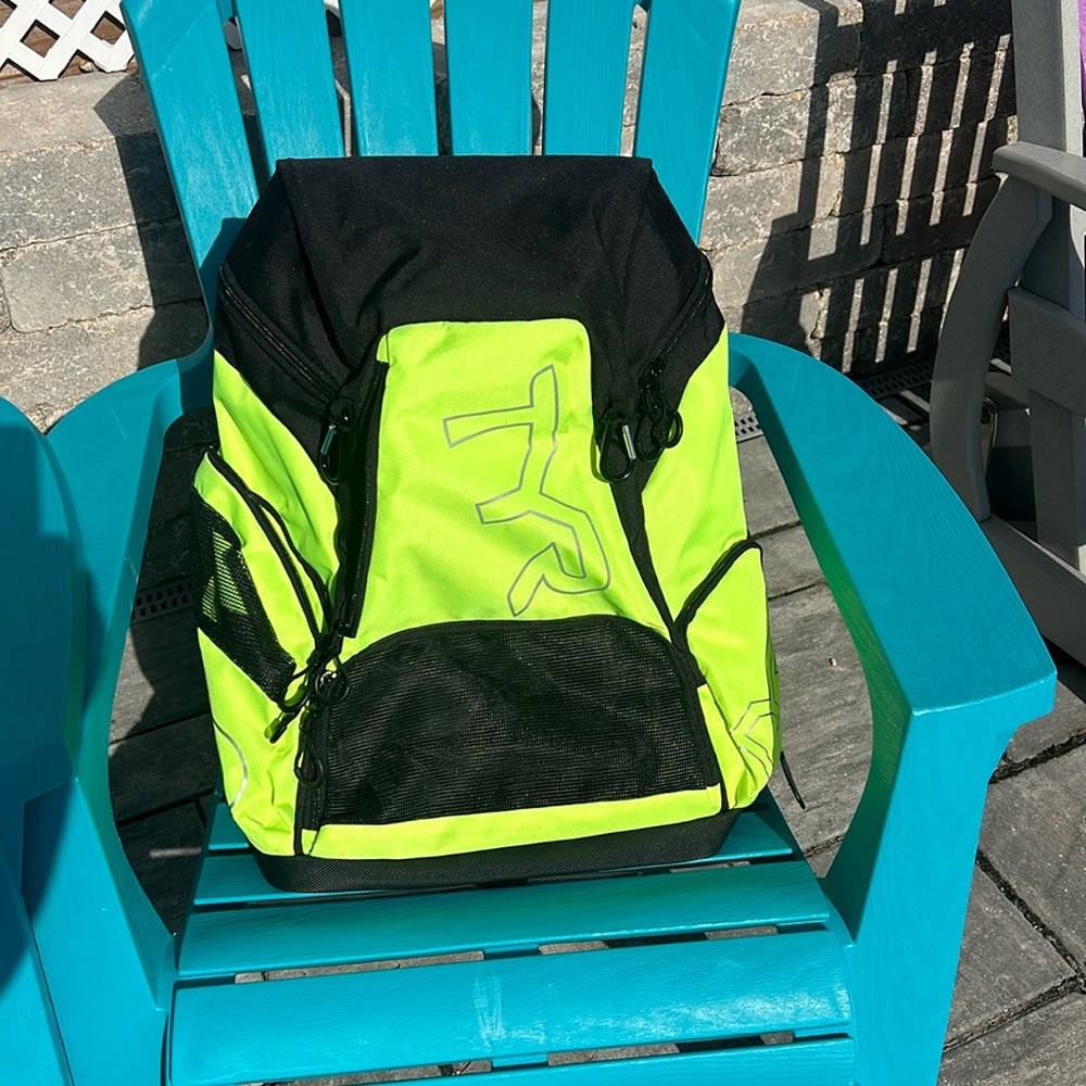 TYR Neon Green and Black Backpack